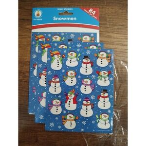 NOS Vtg Carson-Dellosa Stickers Snowman Winter 4 Full Sheets